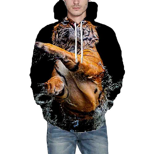 

Men's Hoodie Graphic Animal Daily Going out 3D Print Casual Hoodies Sweatshirts Black
