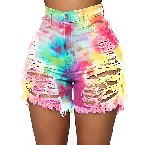 

Women's Basic Sports Daily Shorts Pants Tie Dye Yellow Fuchsia