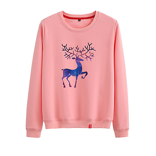 

Women's Sweatshirt Pullover Black White Pink Cartoon Crew Neck Animal Patterned Cartoon Cute Sport Athleisure Sweatshirt Top Long Sleeve Warm Soft Comfortable Everyday Use Causal Exercising General