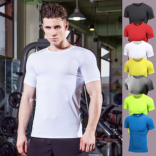 

YUERLIAN Men's Short Sleeve Compression Shirt Running Shirt Tee Tshirt Top Athletic Athleisure Summer Spandex Quick Dry Breathable Soft Fitness Gym Workout Performance Running Training Sportswear