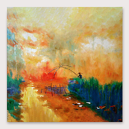 

Oil Painting Hand Painted Square Abstract Modern Stretched Canvas