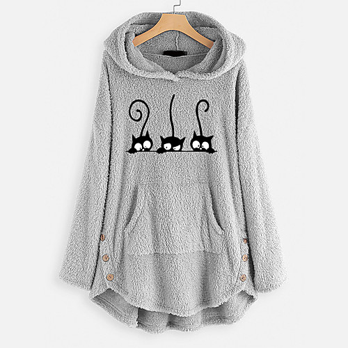

Women's Pullover Hoodie Sweatshirt Teddy Coat Animal Cartoon Front Pocket Daily Basic Hoodies Sweatshirts Loose Oversized Yellow Blushing Pink Gray
