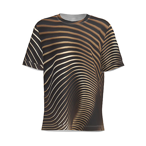 

Men's T shirt 3D Print Striped Graphic Patchwork Short Sleeve Daily Tops Basic Brown