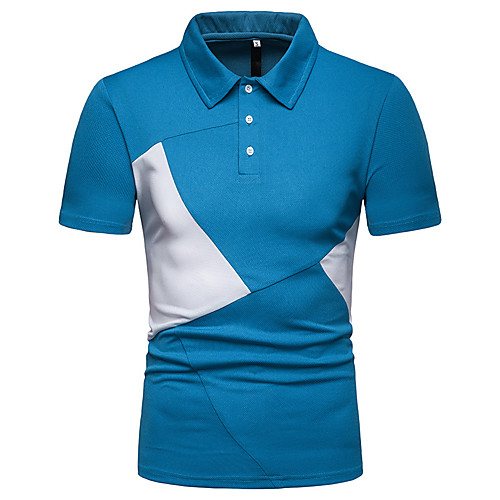 

Men's Polo Color Block Short Sleeve Daily Tops Black Blue Gray
