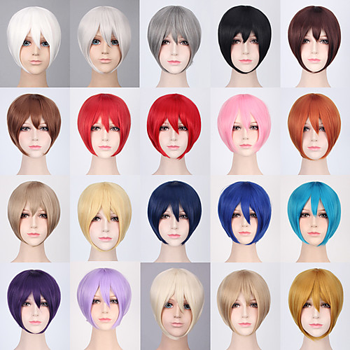 

Synthetic Wig kinky Straight Bob Asymmetrical Wig Short A15 A16 A17 A18 A19 Synthetic Hair 11 inch Women's Natural Cool Middle Part Bob Red