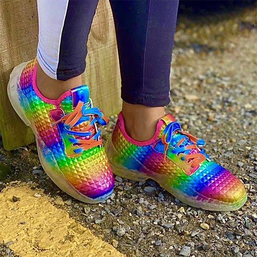 

Women's Trainers Athletic Shoes Flat Heel Round Toe Sporty Daily PU Camouflage Rainbow