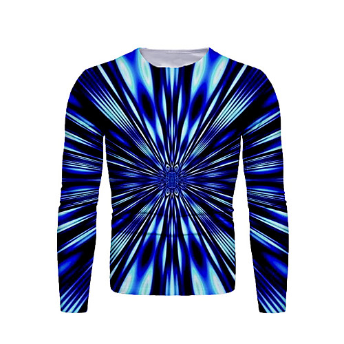 

Men's T shirt Graphic Print Long Sleeve Daily Tops Basic Blue