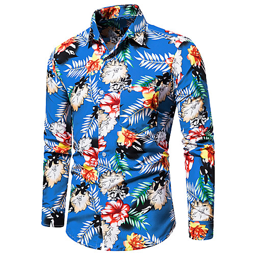 

Men's Shirt Other Prints Optical Illusion Long Sleeve Party Tops Beach Tropical Blue Red Yellow