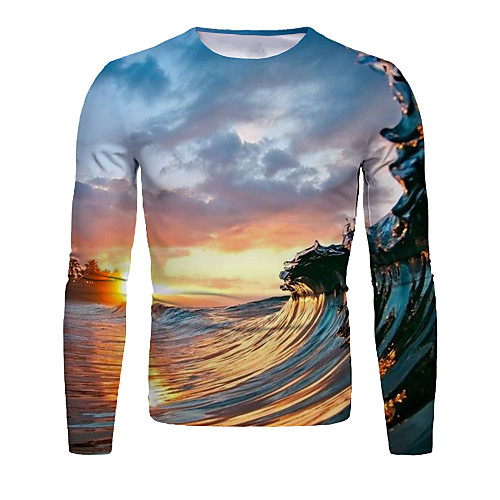 

Men's T shirt Graphic Long Sleeve Daily Tops Basic Elegant Gold