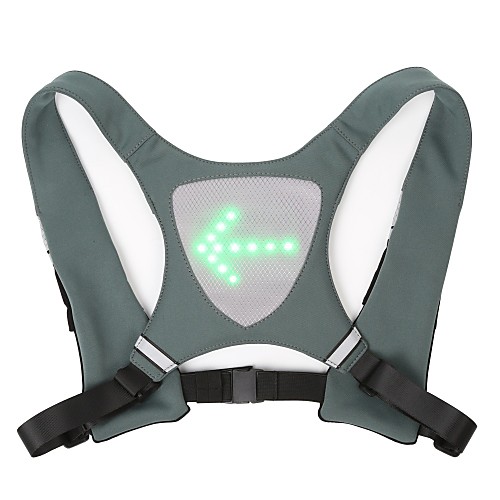 

led flashing vest and cycling stop light - double visible front and rear jacket - cordless and rechargeable - ideal for bikes and electric scooters - adaptable to backpack