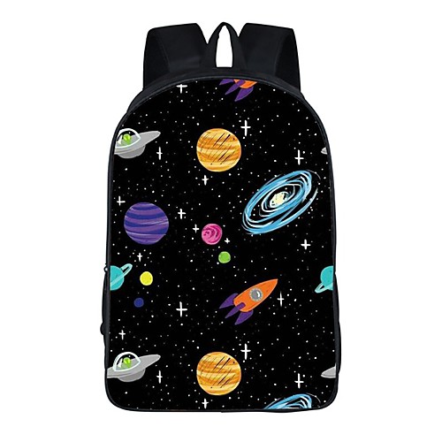 

Unisex Kids Canvas Laptop Bag School Bag Commuter Backpack Large Capacity Waterproof Zipper Galaxy 3D Print Daily Outdoor Backpack Black Orange Green Blue Rainbow