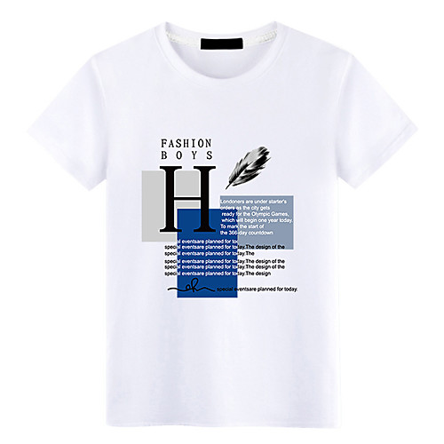 

Men's Tee / T-shirt Black White Blue Streetwear Crew Neck Letter Printed Cool Sport Athleisure T Shirt Top Short Sleeves Breathable Soft Comfortable Everyday Use Exercising General Use