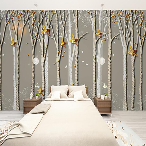 

Art Deco Custom Self Adhesive Mural Wallpaper Bird Forest Suitable For Bedroom Living Room Cafe Restaurant Hotel Wall Decoration Art
