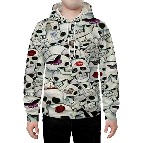 

Men's Hoodie Graphic Skull Halloween Daily Going out 3D Print Basic Streetwear Hoodies Sweatshirts White
