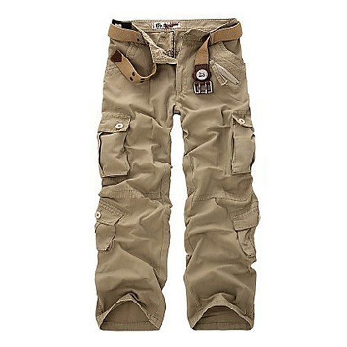 

Men's Basic Daily Tactical Cargo Pants Solid Colored Full Length Black Army Green Khaki Gray