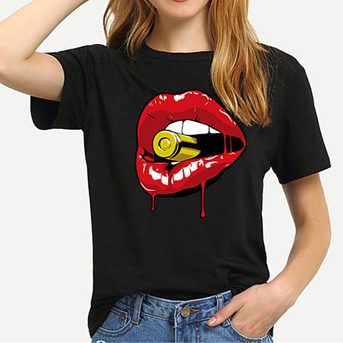 

Women's Tee / T-shirt Artistic Style Crew Neck Cartoon Sport Athleisure T Shirt Top Short Sleeves Breathable Soft Comfortable Plus Size Everyday Use Exercising General Use