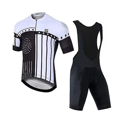 

CAWANFLY Men's Short Sleeve Cycling Jersey with Bib Shorts White Bike Sports Mountain Bike MTB Road Bike Cycling Clothing Apparel / Expert / Racing / Stretchy / Athletic / Triathlon