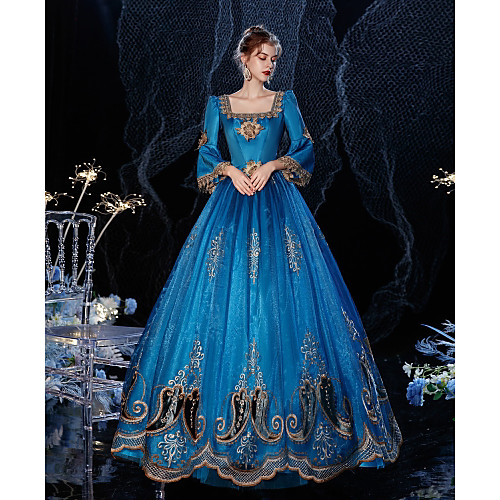 

Princess Shakespeare Maria Antonietta Gothic Rococo Vintage Inspired Medieval Vacation Dress Dress Party Costume Masquerade Prom Dress Women's Costume Blue Vintage Cosplay Party Masquerade Wedding