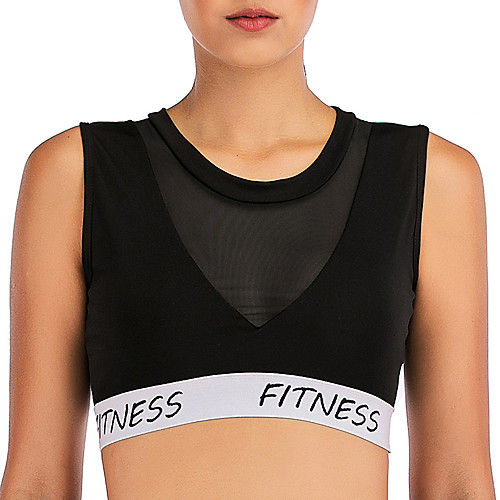 

Women's Sports Bra High Support Removable Pad Wireless Fashion Black Mesh Yoga Fitness Running Top Sport Activewear Breathable Quick Dry Moisture Wicking Comfortable Freedom Stretchy