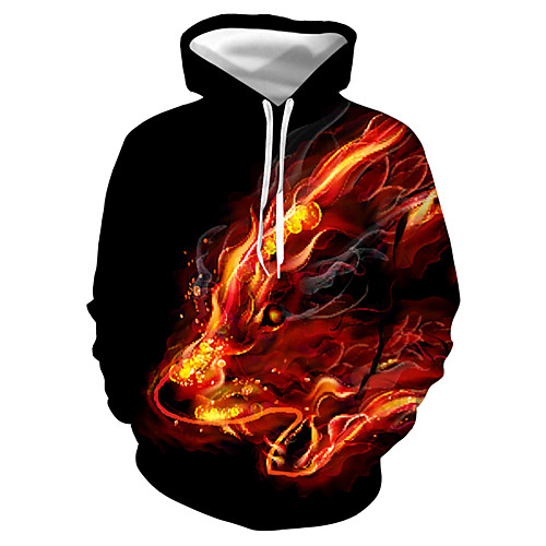 

Men's Pullover Hoodie Sweatshirt Graphic Animal Hooded Daily Club Casual Hoodies Sweatshirts Black