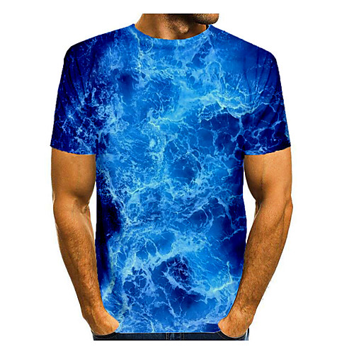 

Men's T shirt Graphic Short Sleeve Daily Tops Basic Elegant Blue