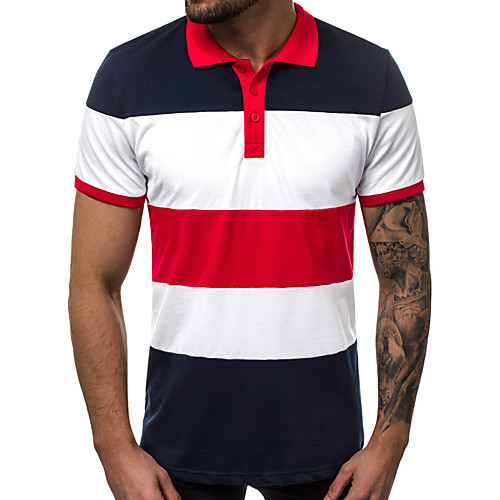 

Men's Polo Color Block Short Sleeve Daily Tops Red Yellow