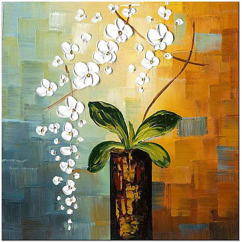 

Oil Painting Hand Painted Vertical Abstract Floral / Botanical Comtemporary Modern Rolled Canvas (No Frame)