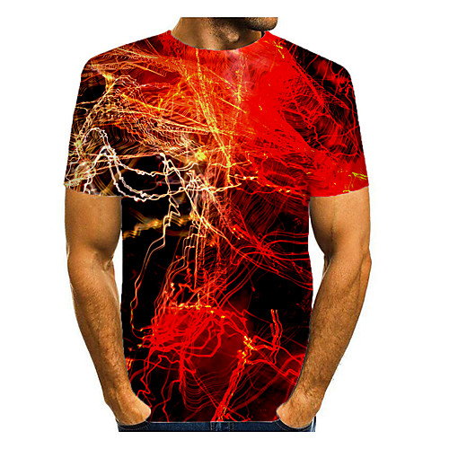 

Men's T shirt Graphic Short Sleeve Daily Tops Basic Elegant Orange
