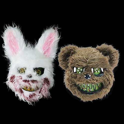 

Halloween Party Toys Masks Costume 2 pcs Rabbit Bear Thrilling Masquerade Plastic Plush Kid's Adults Trick or Treat Halloween Party Favors Supplies