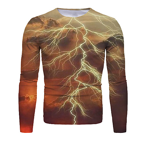 

Men's T shirt Graphic Long Sleeve Daily Tops Basic Elegant Yellow