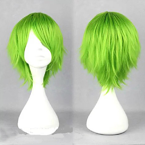 

Loveless KAIDOU KIO Cosplay Wigs Men's Layered Haircut 12 inch Heat Resistant Fiber Curly Green Teen Adults' Anime Wig