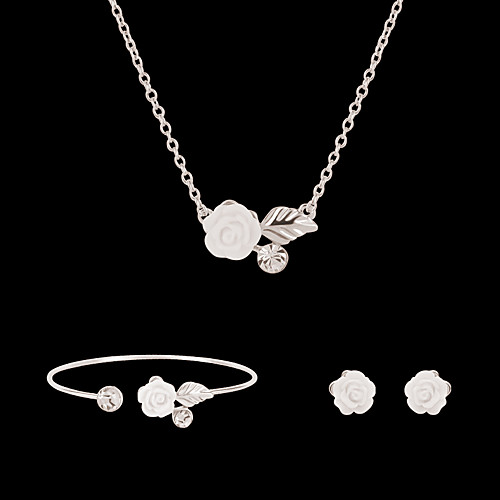 

Women's Jewelry Set Bridal Jewelry Sets 3D Leaf Flower Fashion Silver Plated Earrings Jewelry Silver For Christmas Party Evening Street Gift Formal 1 set