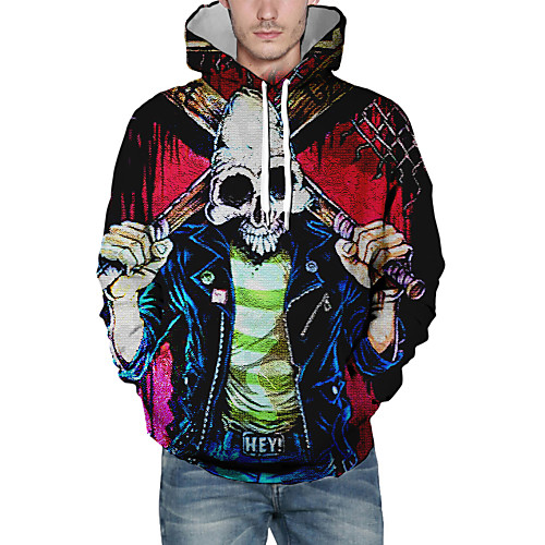 

Men's Pullover Hoodie Sweatshirt Graphic Skull Halloween Daily Going out Casual Hoodies Sweatshirts Red