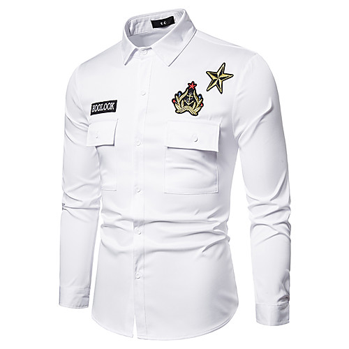 

Men's Shirt non-printing Solid Colored Long Sleeve Daily Tops White Black