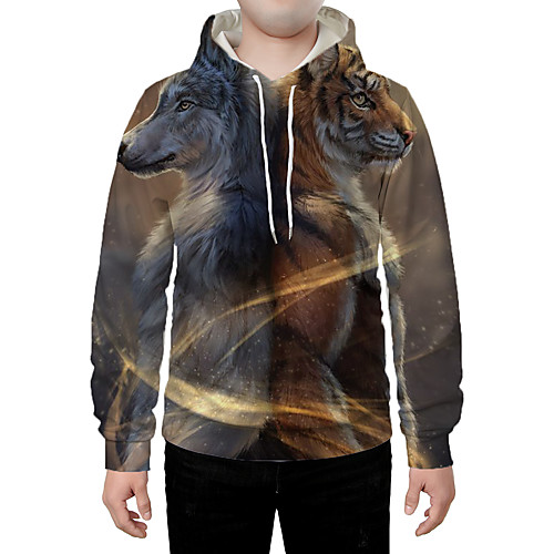 

Men's Hoodie Graphic Animal Daily Going out 3D Print Casual Hoodies Sweatshirts Brown