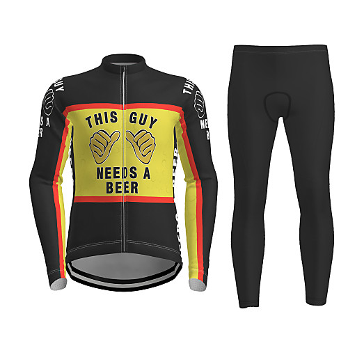 

21Grams Men's Long Sleeve Cycling Jersey with Tights Winter Black / Yellow Novelty Bike Breathable Quick Dry Sports Novelty Mountain Bike MTB Road Bike Cycling Clothing Apparel / Micro-elastic