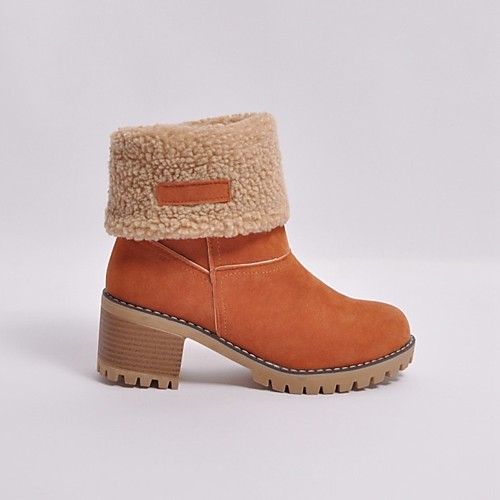 

Women's Boots Block Heel Boots Wedge Heel Round Toe Booties Ankle Boots Casual Outdoor Walking Shoes Nubuck Solid Colored Camel Black Orange / Mid-Calf Boots