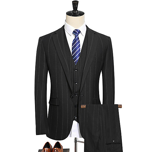 

Tuxedos Standard Fit Notch Single Breasted One-button Polyester Stripes
