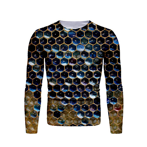 

Men's T shirt Graphic Print Long Sleeve Daily Tops Basic Brown