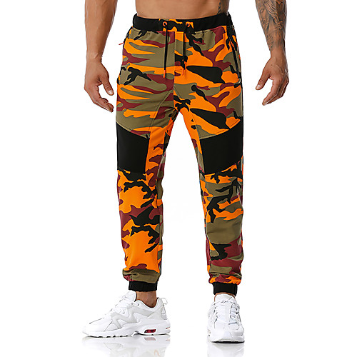 

Men's Loose Sweatpants Pants Camouflage Full Length Red Army Green Orange / Spring / Fall