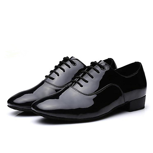 

Men's Jazz Shoes Practice Trainning Dance Shoes Heel Thick Heel White Black Lace-up