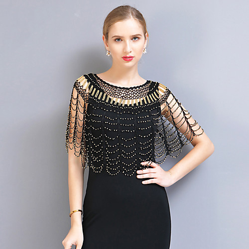 

The Great Gatsby Vintage 1920s Party Costume Masquerade Women's Sequins Tassel Fringe Costume BlackGolden / BlackSliver / Silver Vintage Cosplay Party Homecoming Prom / Shawl / Shawl