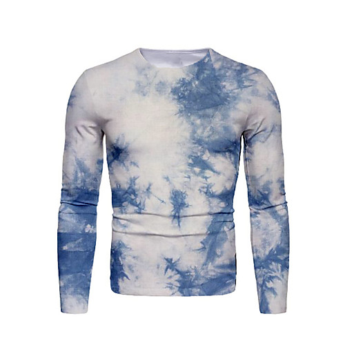 

Men's T shirt Graphic Print Long Sleeve Daily Tops Basic White