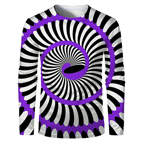 

Men's T shirt Graphic Plus Size Print Long Sleeve Daily Tops Basic Purple