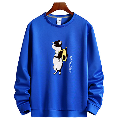 

Men's Pullover Sweatshirt Graphic Round Neck Daily Going out Casual Streetwear Hoodies Sweatshirts White Black Blue