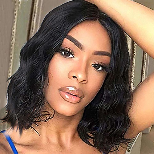 

Synthetic Wig Wavy Bob Wig Medium Length Black Synthetic Hair 14 inch Women's Fashionable Design Party Adorable Black