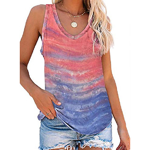 

women& #39;s juniors cute v neck strappy shirts sleeveless knit tops fashion tie dye cami tank tops blouses orange xl