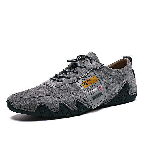 

Men's Sneakers Driving Shoes Drive Shoes Sporty Casual Daily Hiking Shoes Walking Shoes Pigskin Waterproof Shock Absorbing Wear Proof Khaki Gray Slogan Fall Spring