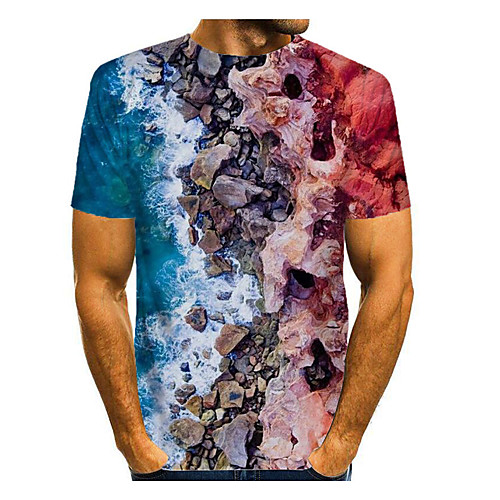 

Men's T shirt Graphic Short Sleeve Daily Tops Basic Elegant Red