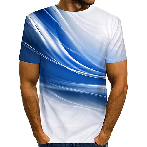

Men's Graphic T-shirt Print Short Sleeve Daily Tops Streetwear Round Neck Blue Orange Green